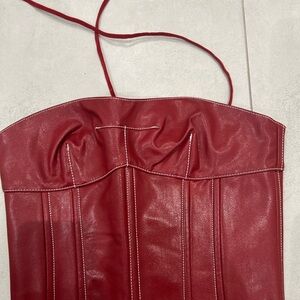 Red Leather Corset Top